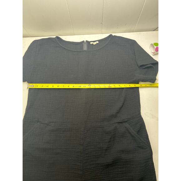 Eileen Fisher Organic Cotton Lofty Gauze Romper In Black. Size XL - Picture 4 of 8